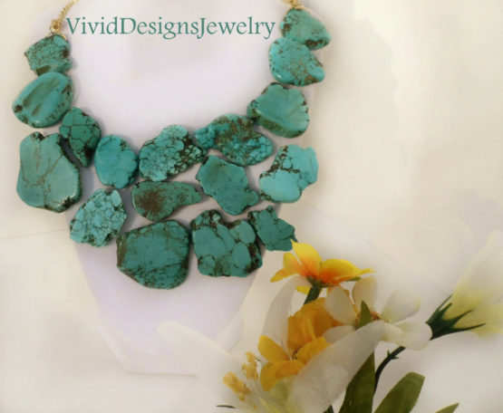 Turquoise Necklace -Statement Bib Necklace -Turquoise Jewelry