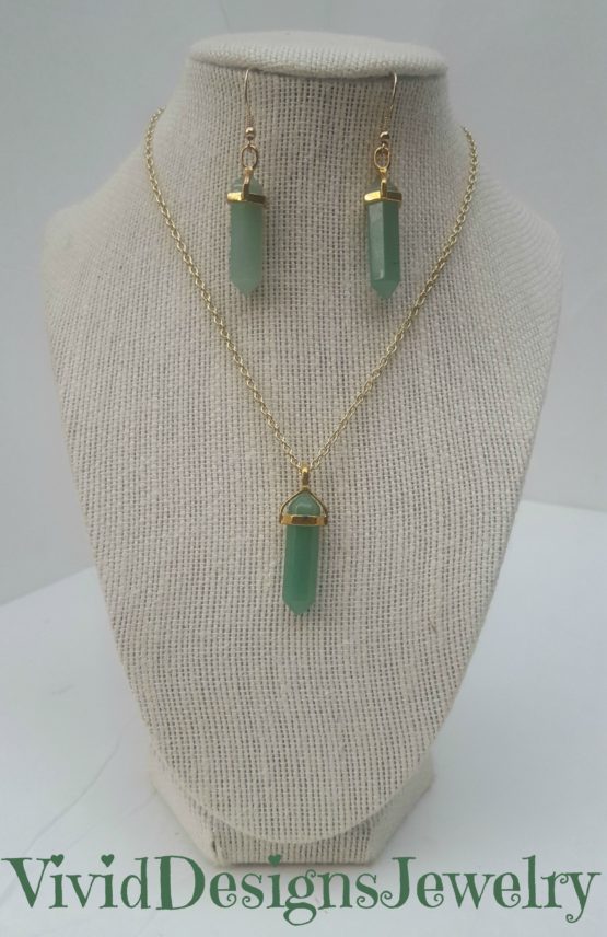 Green Crystal Quartz Statement Necklace -Drop Briolette Necklace Earring Set