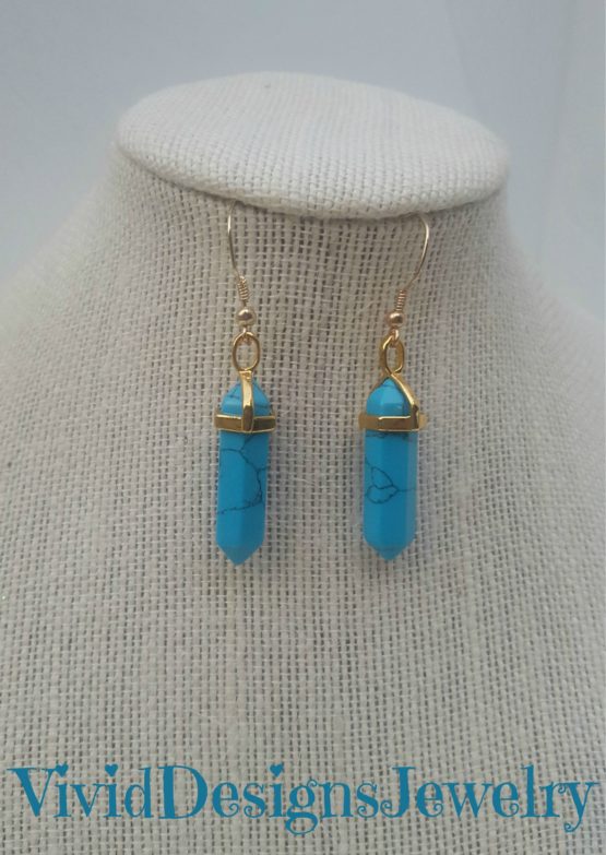 Turquoise Quartz Statement Earrings Crystal Quartz Drop Briolette Earrings