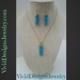 Turquoise Quartz Statement Necklace Crystal Quartz Drop Briolette Necklace Earring Set