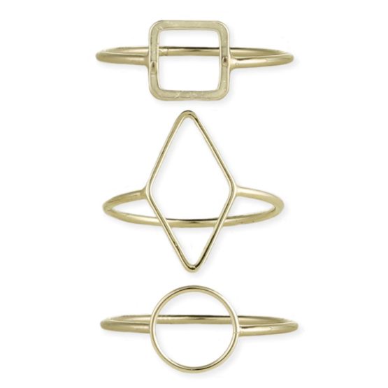 Gold Minimalist Shape Ring Set